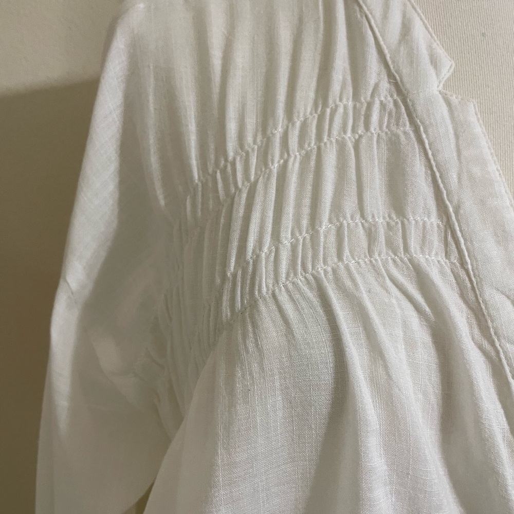 FREE PEOPLE Green Garden White Oversized Tunic Lace Edge Hem Lightly Sheer Top - Picture 8 of 16
